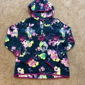 Fila Sport Floral Fleece Jacket with Pink and Yellow Accents
